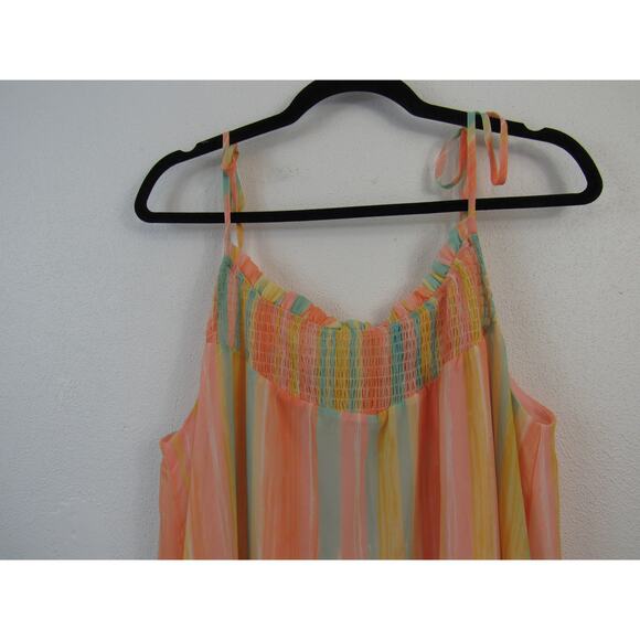 Grace + Karma Maxi Dress Size XL Smocked Striped Colorful Tassel Boho Festival - Picture 6 of 7